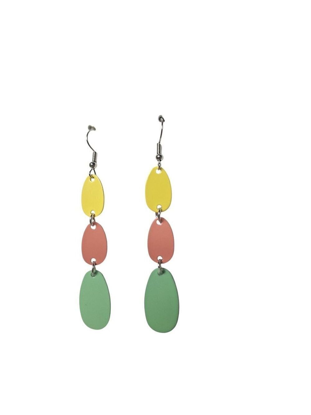Rainbow Oval Dangle Drop Earrings Costume Jewelry